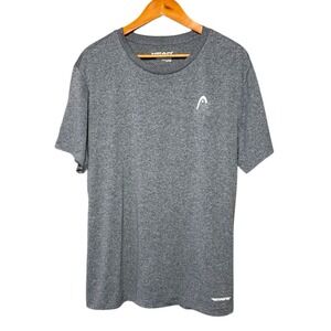 HEAD Hypertek Men's Grey Active T-Shirt Short Sleeve‎ Logo Size Large